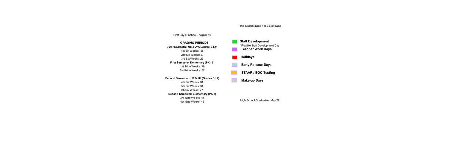 District School Academic Calendar Key for Rivercrest Junior High