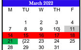 District School Academic Calendar for Rivercrest High School for March 2022