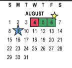 District School Academic Calendar for Adams Elementary for August 2021