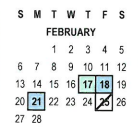 District School Academic Calendar for Washington Elementary for February 2022