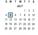 District School Academic Calendar for Riverside Unified Independent Study for July 2021