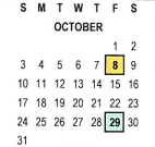 District School Academic Calendar for Highgrove Elementary for October 2021