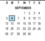 District School Academic Calendar for Grant Elementary for September 2021