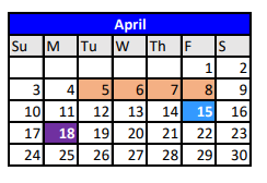 District School Academic Calendar for Challenge Academy for April 2022