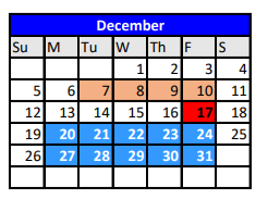 District School Academic Calendar for Robinson Junior High for December 2021