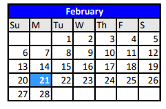 District School Academic Calendar for Robinson Primary for February 2022