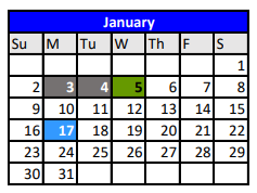 District School Academic Calendar for Robinson Primary for January 2022