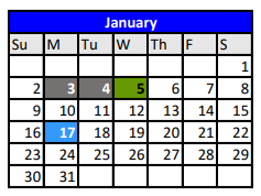 District School Academic Calendar for Challenge Academy for January 2022