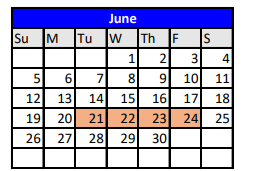 District School Academic Calendar for Challenge Academy for June 2022