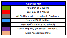 District School Academic Calendar Legend for Robinson High School