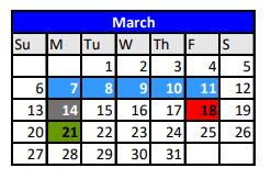 District School Academic Calendar for Robinson Junior High for March 2022