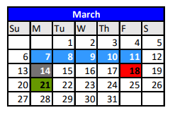 District School Academic Calendar for Challenge Academy for March 2022