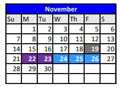 District School Academic Calendar for Robinson Primary for November 2021