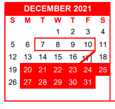 District School Academic Calendar for Salazar El for December 2021