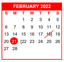 District School Academic Calendar for Seale J H for February 2022