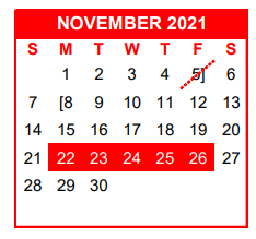 District School Academic Calendar for Salazar El for November 2021