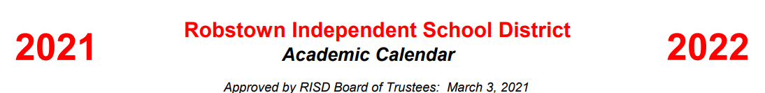 District School Academic Calendar for Academy For Excellence