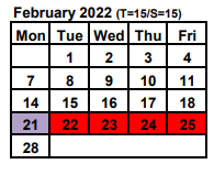 District School Academic Calendar for Bioscience & Health Career HS At Franklin for February 2022