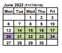 District School Academic Calendar for School 12-james P B Duffy for June 2022