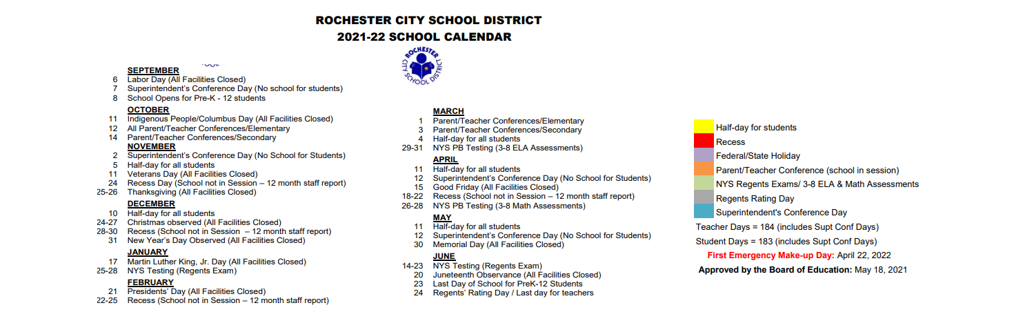 District School Academic Calendar Key for East High School