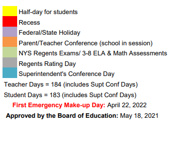 District School Academic Calendar Legend for School 25-nathaniel Hawthorne