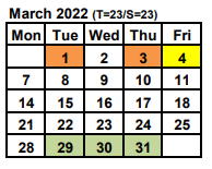 District School Academic Calendar for Intrntnl Finance & Econ Dev HS At Franklin for March 2022