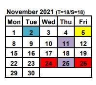 District School Academic Calendar for Intrntnl Finance & Econ Dev HS At Franklin for November 2021