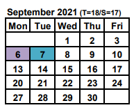 District School Academic Calendar for Skilled Trades At Edison for September 2021