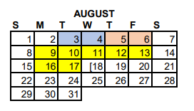 District School Academic Calendar for Rockdale Regional Juvenile Justice for August 2021