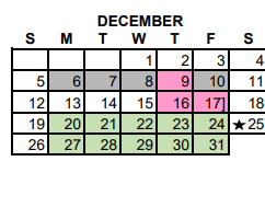 District School Academic Calendar for Rockdale Junior High for December 2021