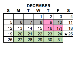 District School Academic Calendar for Rockdale Regional Juvenile Justice for December 2021