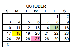 District School Academic Calendar for Rockdale Regional Juvenile Justice for October 2021