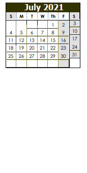 District School Academic Calendar for Bernard W Flinn Middle School for July 2021