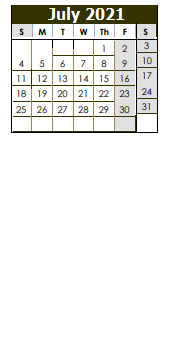 District School Academic Calendar for Arthur Froberg Elem School for July 2021