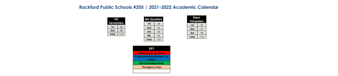 District School Academic Calendar Key for Rockford East High School