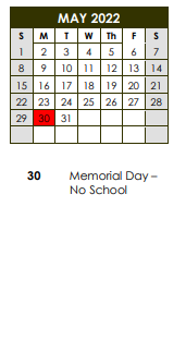 District School Academic Calendar for Rockford East High School for May 2022