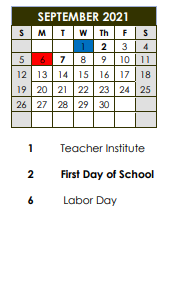 District School Academic Calendar for Fairview Center for September 2021