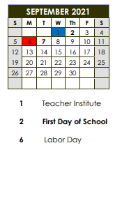 District School Academic Calendar for Rockford Envrnmntl Science Acad for September 2021