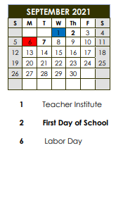 District School Academic Calendar for Kishwaukee Elem School for September 2021