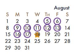 District School Academic Calendar for Rockwall Quest Academy for August 2021