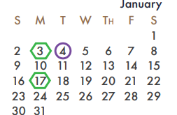 District School Academic Calendar for Virginia Reinhardt Elementary for January 2022