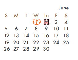 District School Academic Calendar for J W Williams Middle for June 2022
