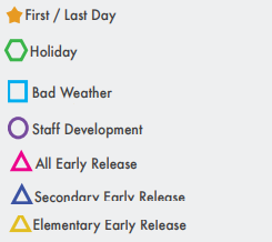 District School Academic Calendar Legend for Rockwall Quest Academy