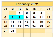 District School Academic Calendar for Bell County Jjaep for February 2022