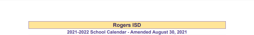 District School Academic Calendar for Rogers Elementary