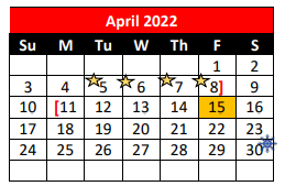 District School Academic Calendar for Roma H S for April 2022