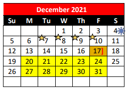 District School Academic Calendar for New El for December 2021