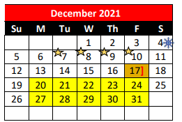 District School Academic Calendar for Instr & Guide Ctr for December 2021