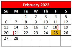 District School Academic Calendar for Roma H S for February 2022