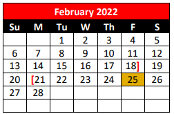 District School Academic Calendar for Roma Middle for February 2022